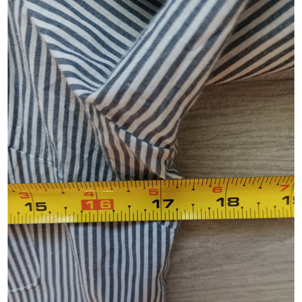 Women's Michael Kors Striped Button-Up Shirt Size M Blue/White - Picture 3 of 3